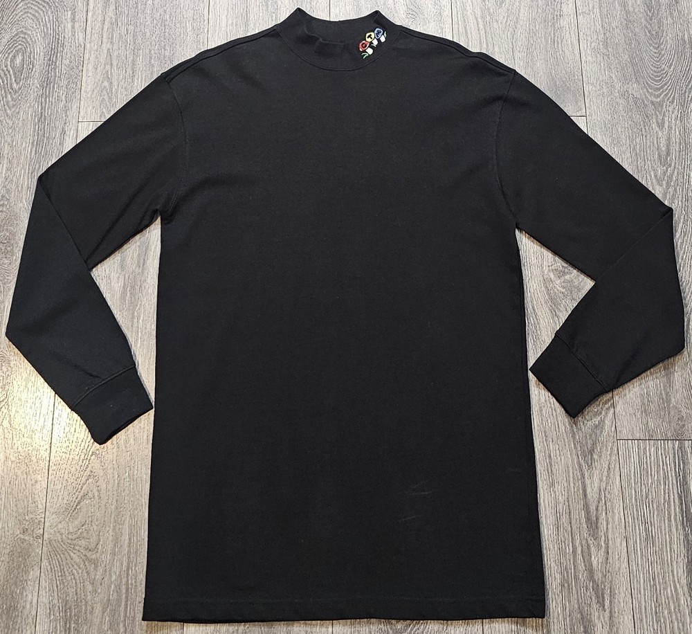 Chinatown Market Mock Neck Long Sleeve Black Mushroom Logo Neck Hit Men's Size M