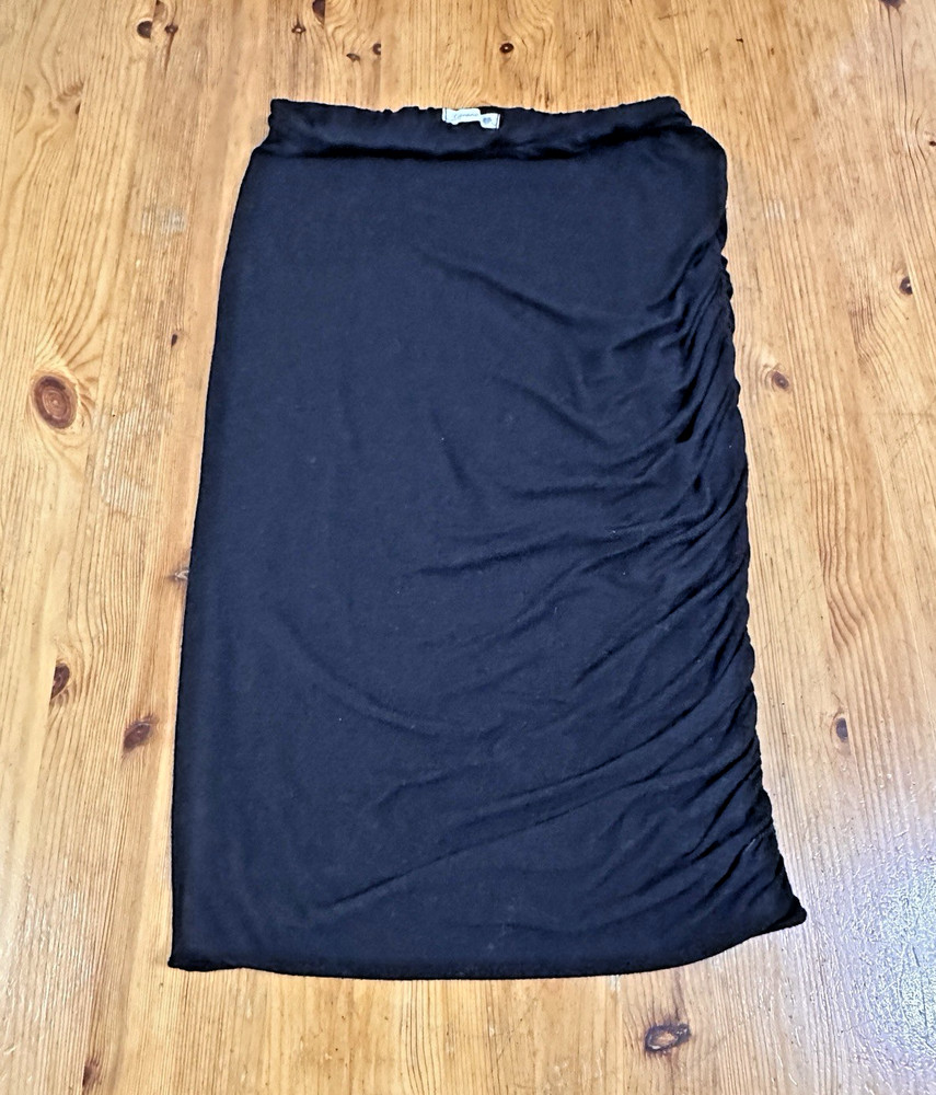 Soprano Women's Black Ruched Pencil Skirt Elastic Waist Stretch size Small
