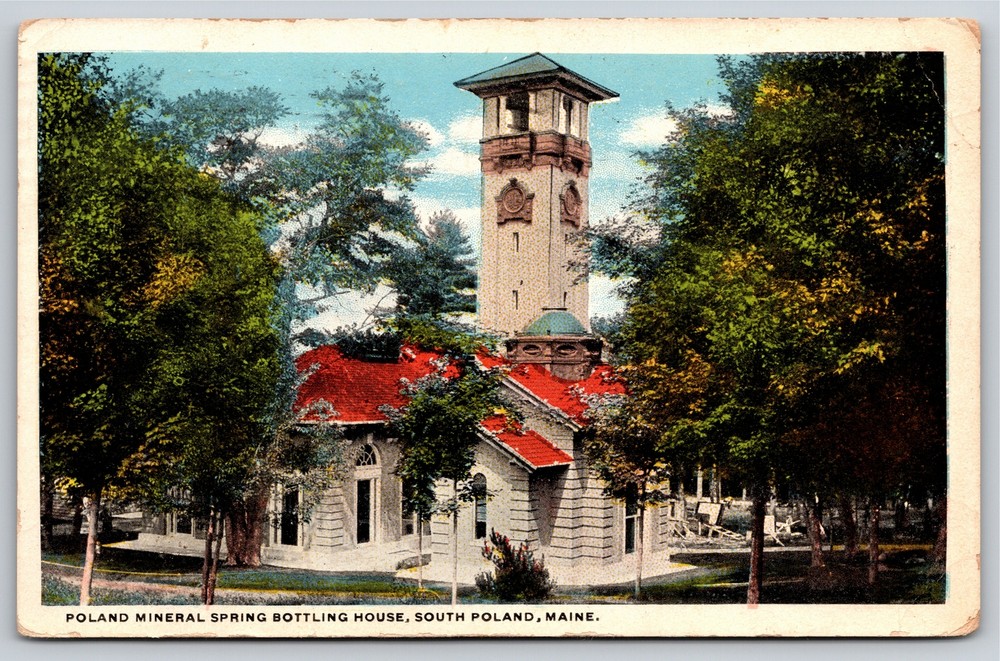 South Poland Maine~Mineral Spring Bottling House~PM 1920~American Art~Postcard