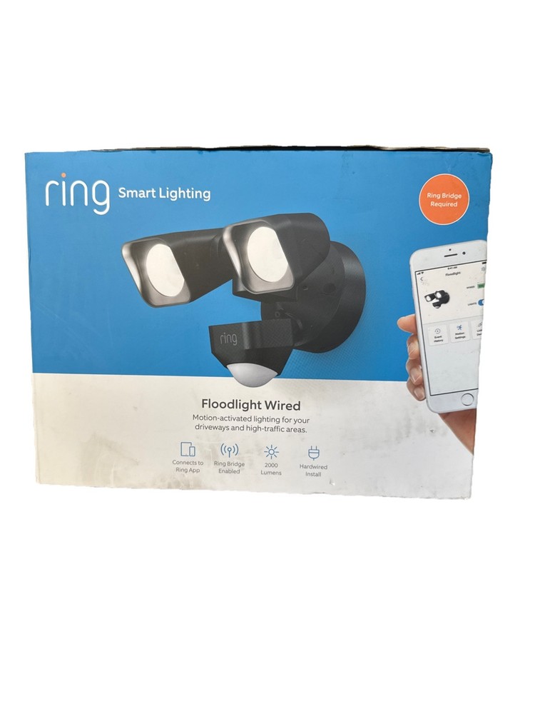 Ring Floodlight - Wired, Motion Activate Smart Lighting  - Black