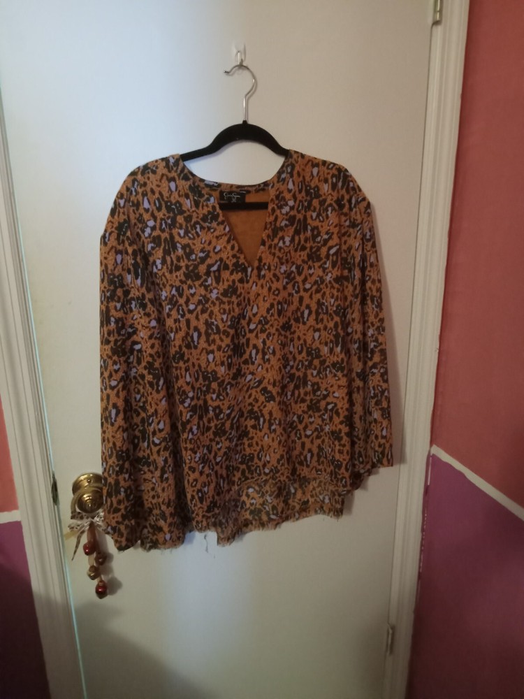 Women's Size 2X Plus Size Jessica Simpson Leopard Print Blouse