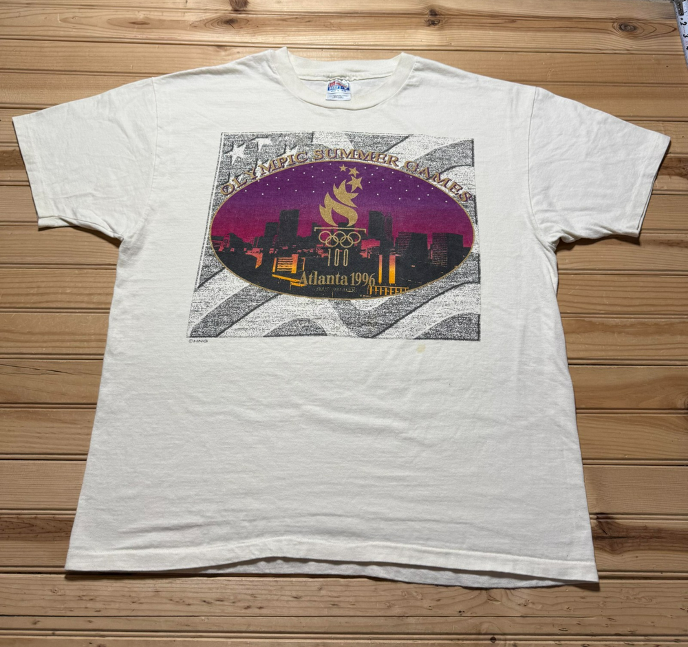 Vintage 1996 Atlanta Olympic Summer Games Skyline Single Stitch Shirt - Size XL