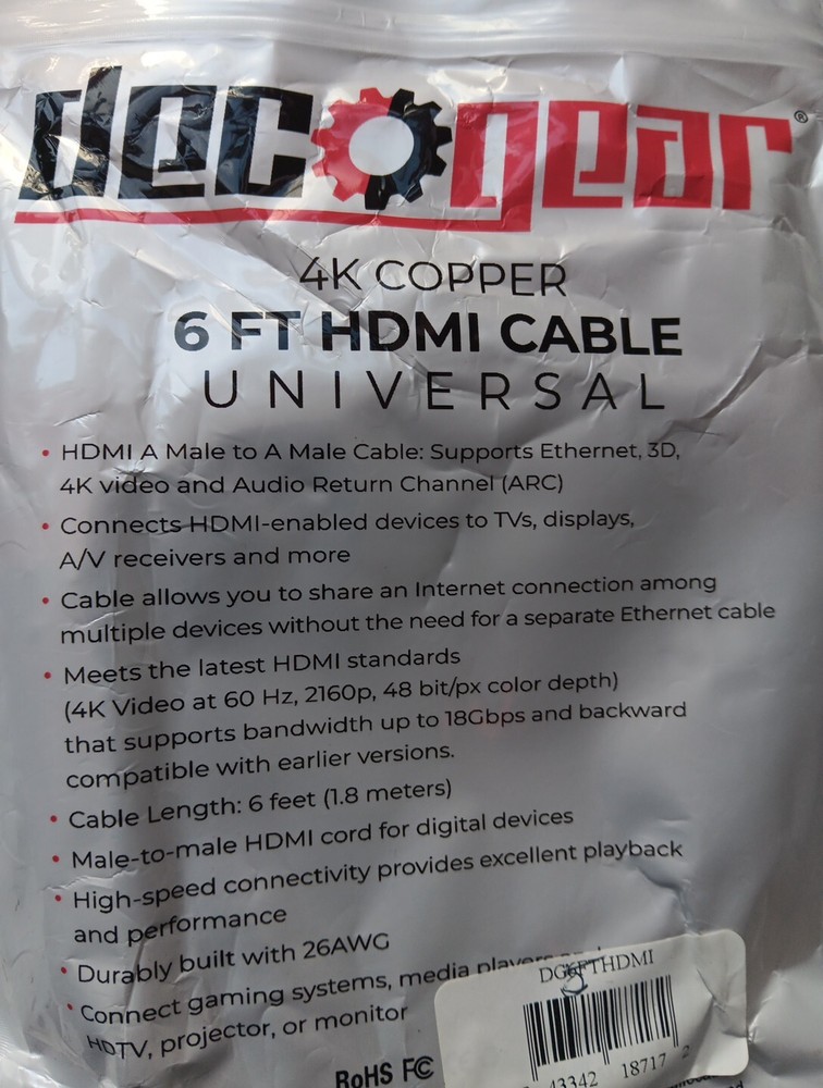 6ft Ultra HD 4K HDMI Cable for Crystal Clear Streaming