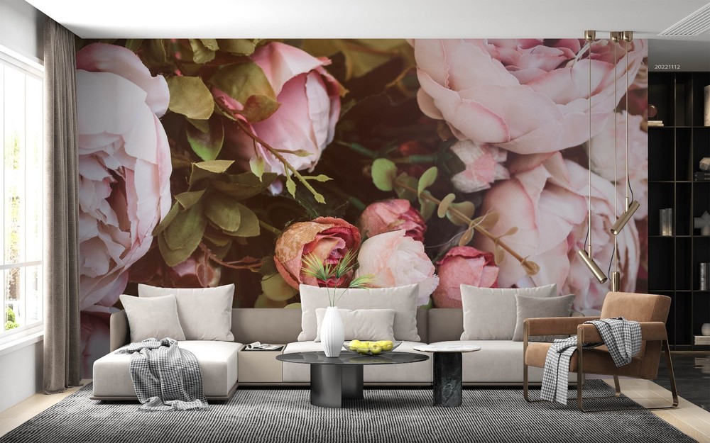 3D Pink Rose Plant Close-up Wall Murals Wallpaper Murals Wall Sticker
