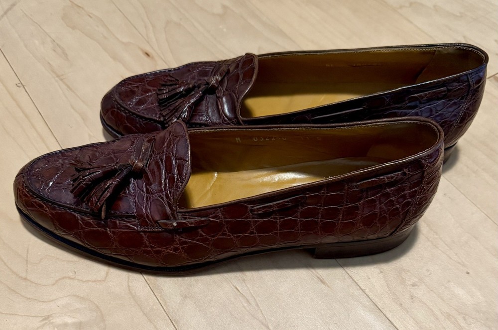 VTG Polo Ralph Lauren Alligator Crocodile Leather Tassel Loafers Brown Men’s 11D