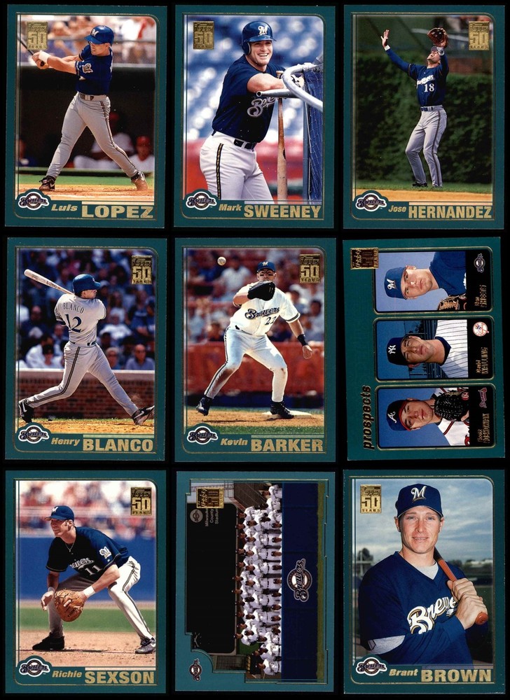 2001 Topps Brewers Almost Complete Team Set 8 - NM/MT 7254167 (21 / 22 cards)