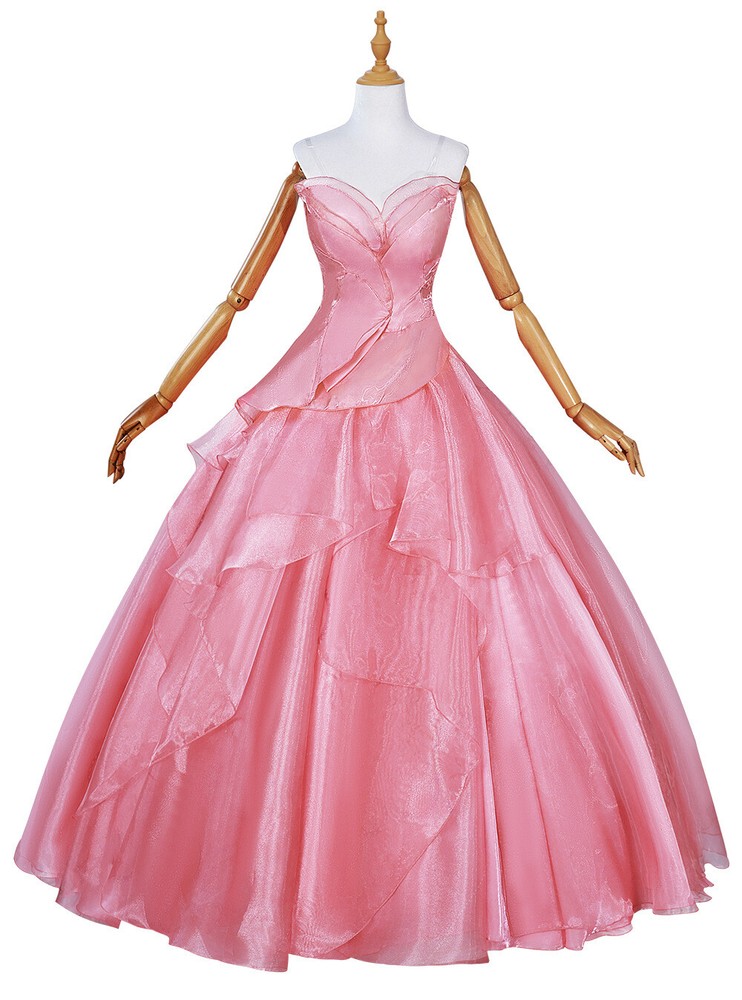 Wicked Glinda Cosplay Costume Women Pink Dress Wedding Dress + Crinoline