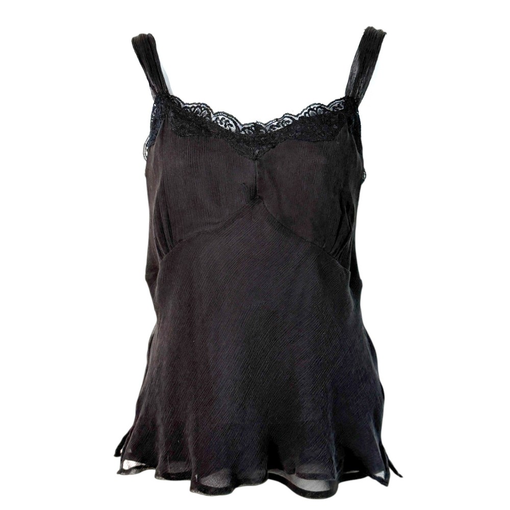 Vintage Y2K Chadwicks Silk Babydoll Cami Top Size 16 Sheer Whimsigoth Dark Fairy