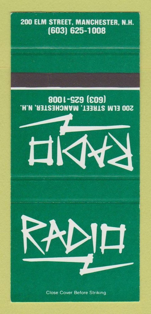 Matchbook Cover - Radio Manchester NH SAMPLE 30 Strike