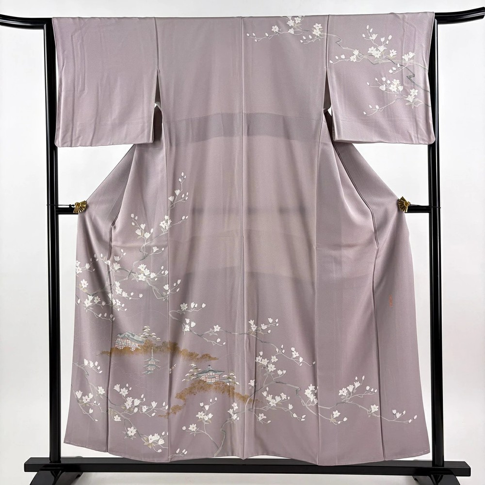 Purple Silk Homongi Kimono M Used 156cm Length 64.5cm Sleeve
