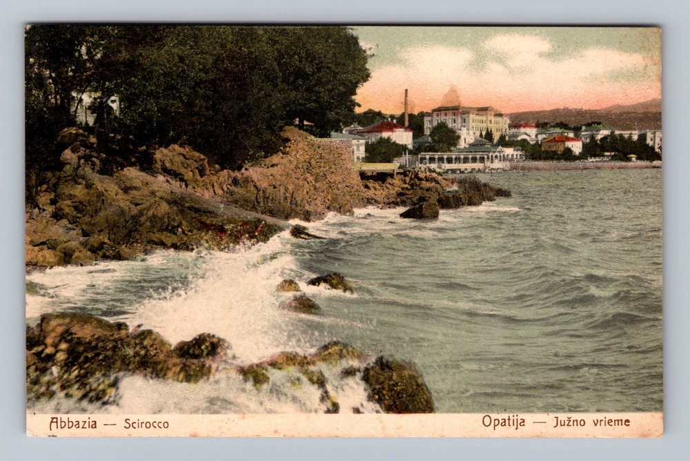Croatia- Abbazia Kvarner Gulf Souvenir South Wind Postal Old Vintage Postcard