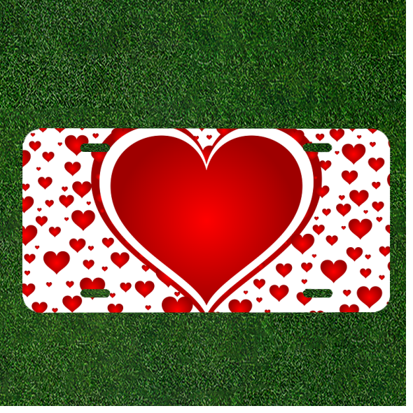 Personalized Custom License Plate with Fancy Heart Design - Add Your Names