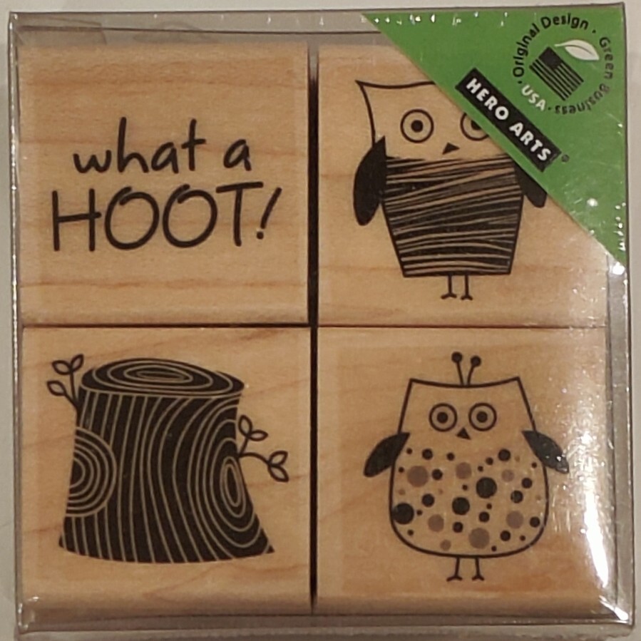 Hero Arts 1.25 Inch Owl Woodblock Stamp Set for Scrapbooking