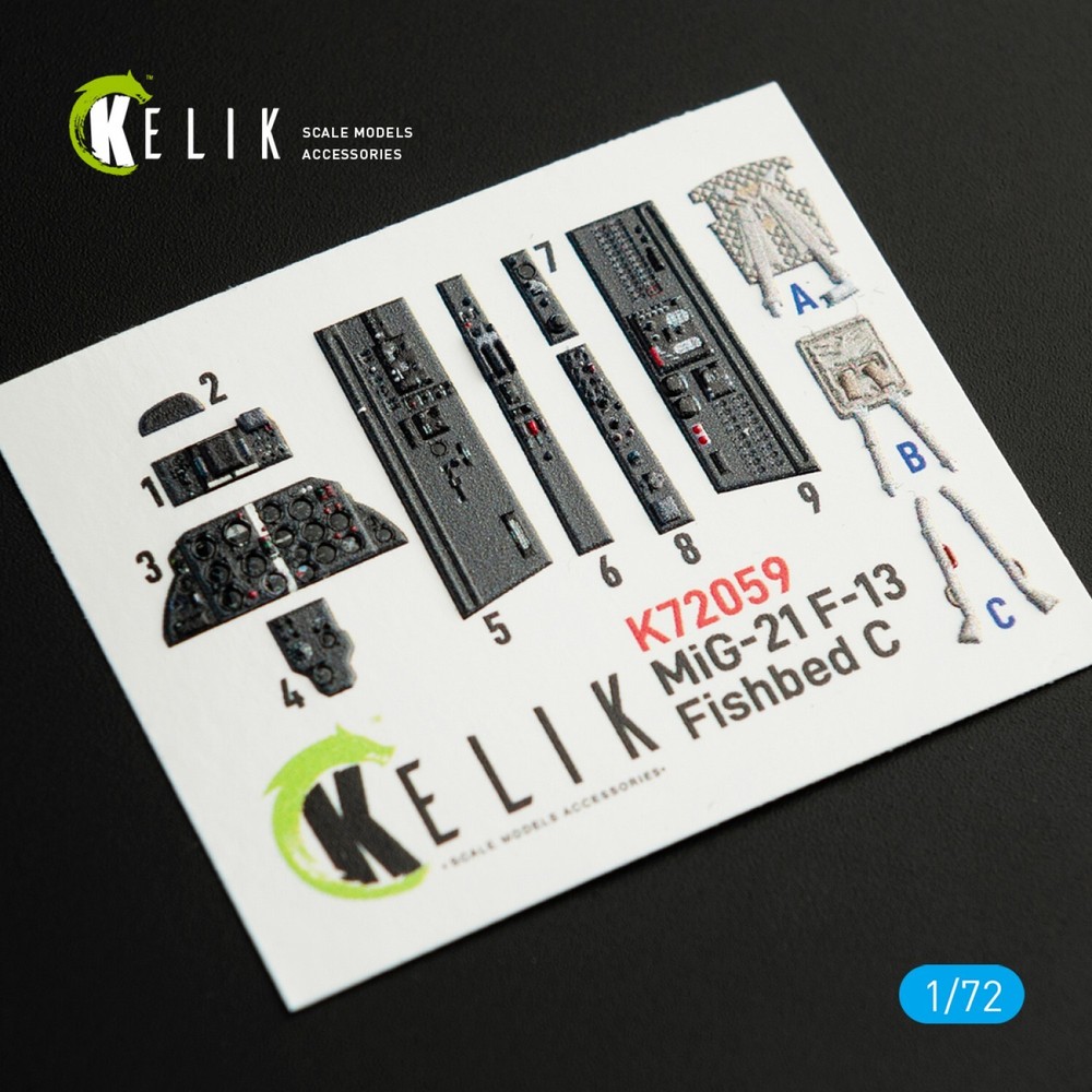 MiG-21 F-13. Interior 3D Decals (for Revell) Scale 1:72 KeliK K72059