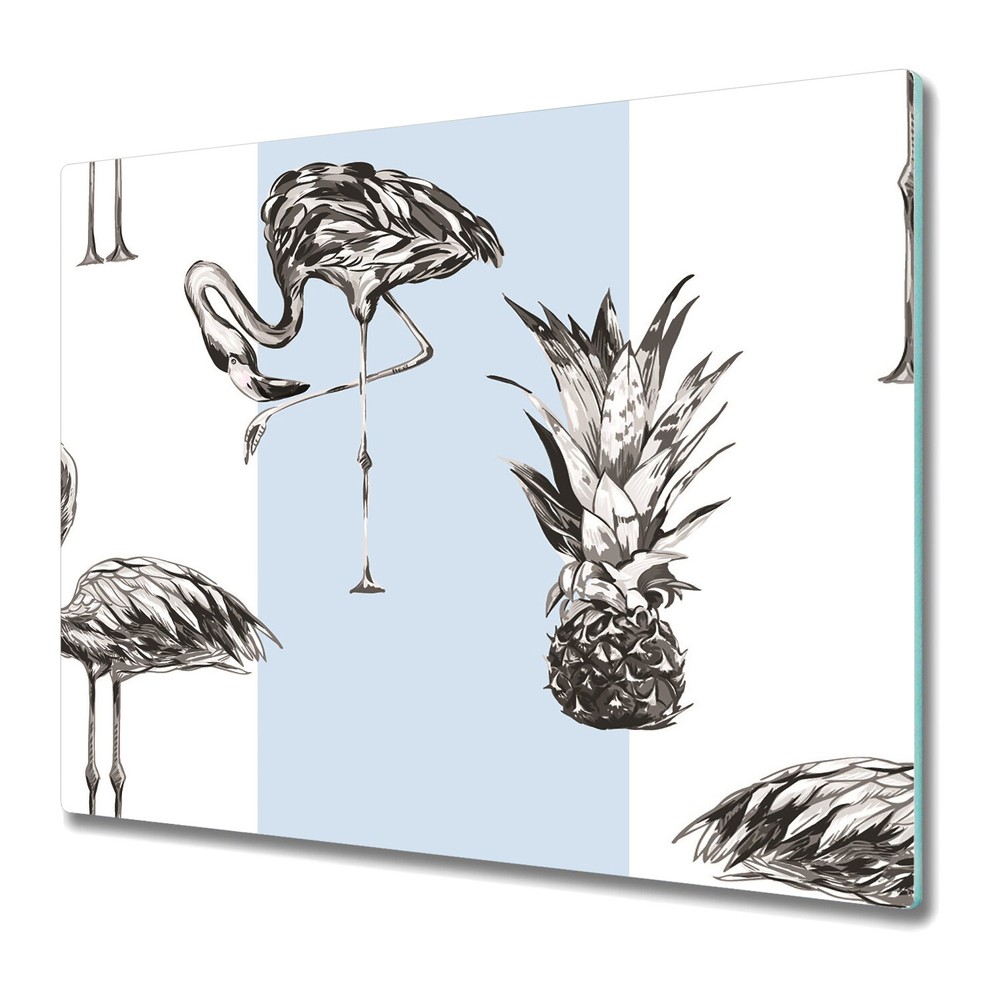 Tempered Glass Worktop Saver Flamingo Stripes design paper Home 60x52