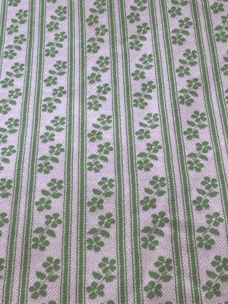Rare VTG MCM Floral Fabric French Country Lime Green  1.5 Yds