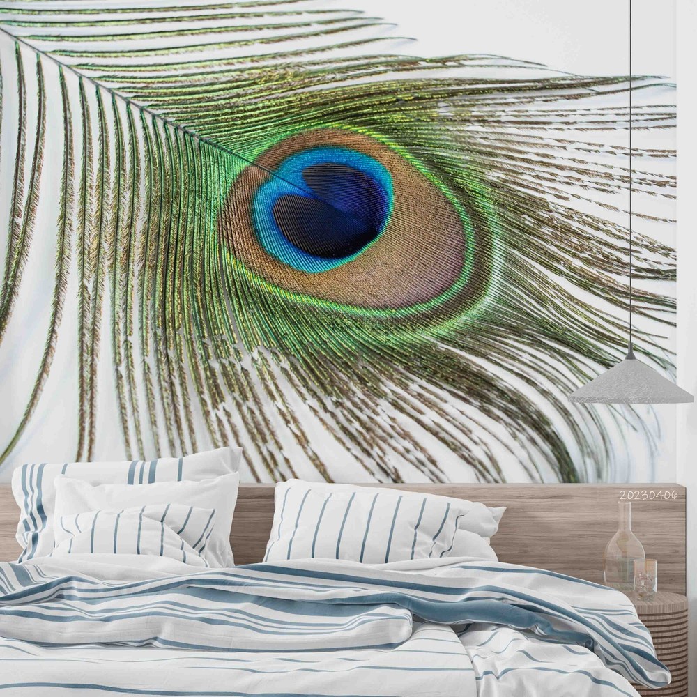 3D Peacock Feather Self-adhesive Removable Wallpaper Murals