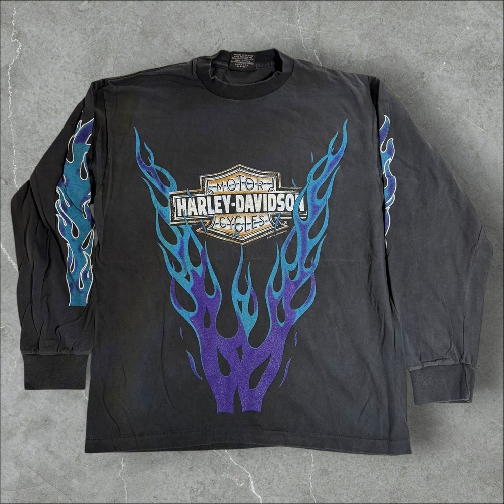 Vintage Harley Davidson Flame Appleton L Single Stitch Reprint Longsleeve Shirt