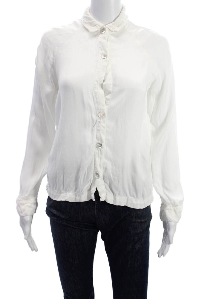 Bella Dahl Women Basic Collared Long Sleeve Button-Up Blouse White Size XSFree Shipping in US $100+ Orders | $6.95 Orders Below