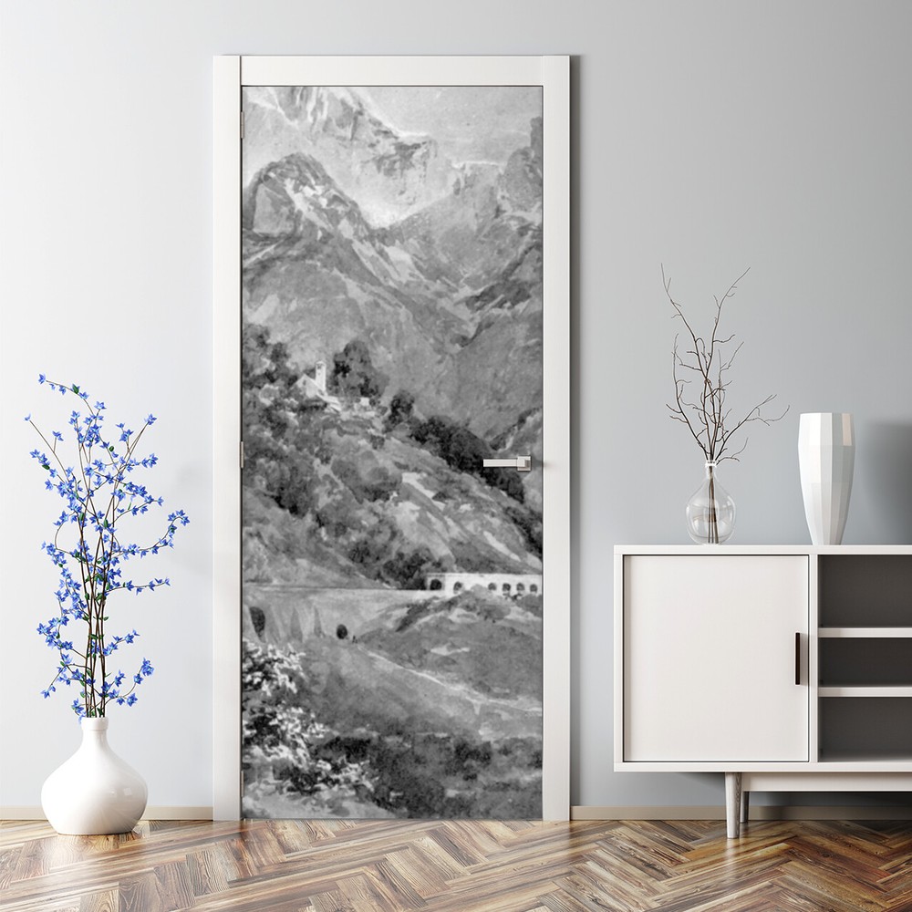 Alps Mountain Landscape Bubble-Free Self-Adhesive Door Decal