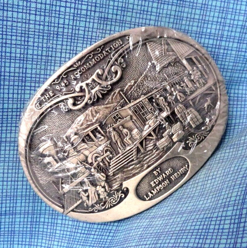 American Frontier The 9:45 Accommodation Belt Buckle Edward Henry Vtg ADM.QRT917-image