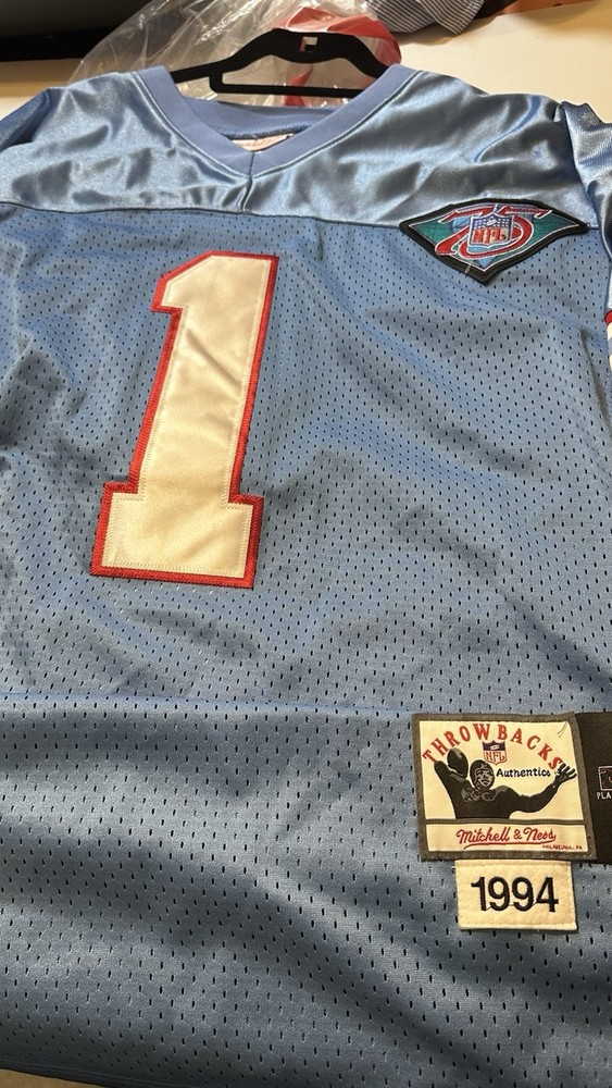 1993 Warren Moon #1 Houston Oilers Mitchell and Ness Throwback Jersey Size 56