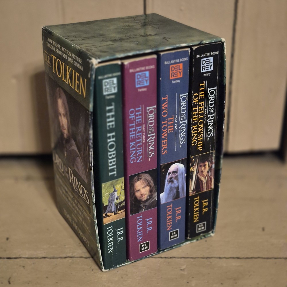J.R.R. Tolkien Paperback Box Set of 4 The Hobbit and Lord Of The Rings Del Rey