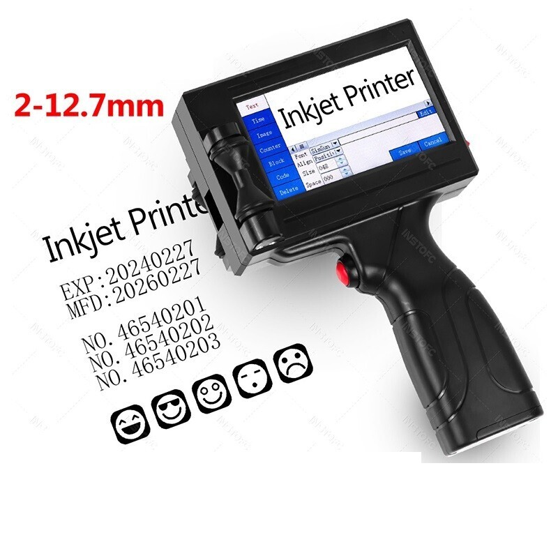 Handheld Inkjet Printer with Touch Screen for Dates Logos QR Codes Barcode Labeling