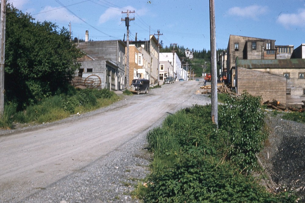 Cordova Alaska 1956 Town Street View Buildings Red Kodachrome Slide
