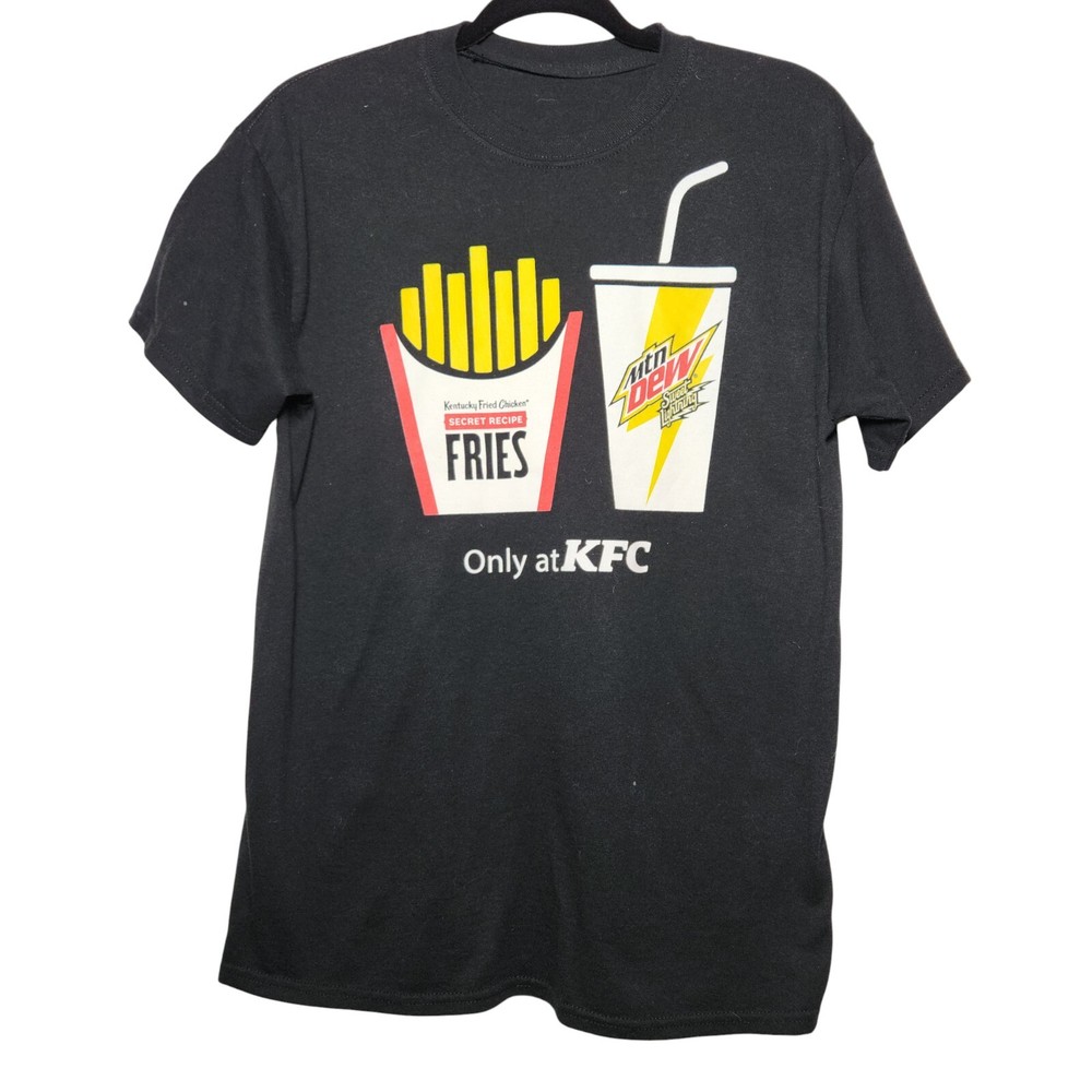 kfc shirt fries mountain dew black soft cotton no tags size S estimate