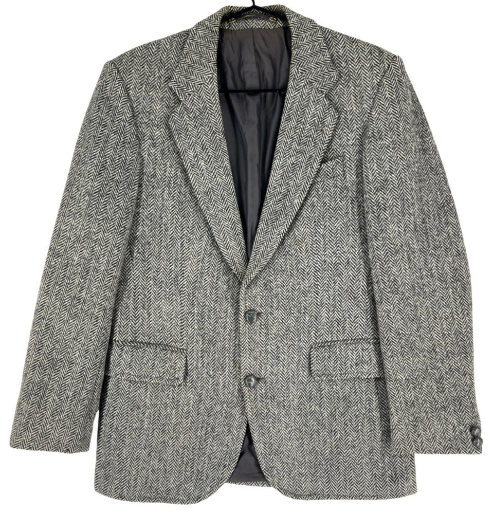 Vintage Harris Tweed Men Wool Hand Woven Blazer Jacket Size 48 - 42