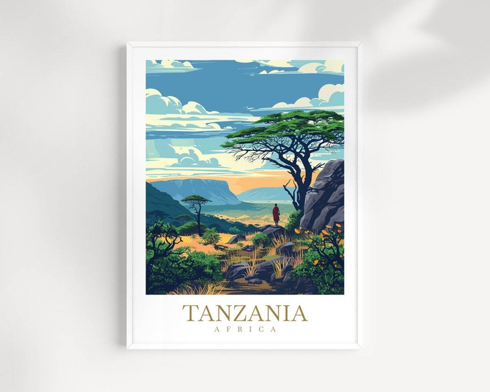 Tanzania Travel Print Wall Art Africa Wall Hanging Home Dcor Tanzania Gift Art