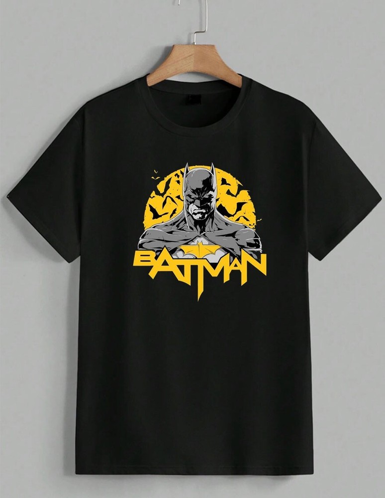 Batman DC Comics Superhero Fans Lovers Yellow Logo Graphic Tee T-Shirt Unisex