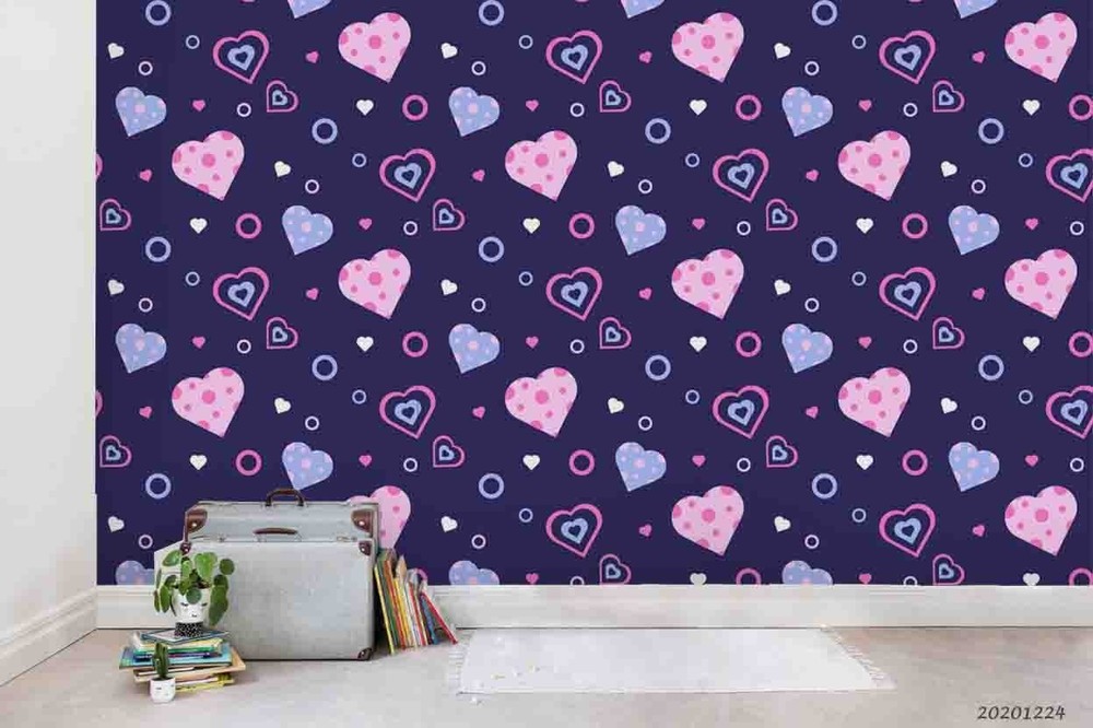 3D Cartoon Heart Shape Pattern Wall Murals Wallpaper Murals Wall Sticker 2