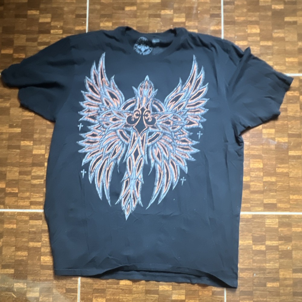 Affliction Live 2XLFast Phoenix Men's Black Graphic Cotton T-Shirt Biker Gothic