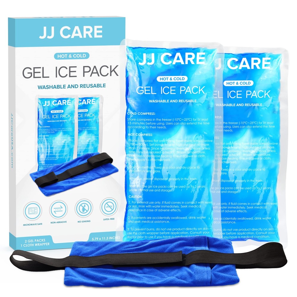 Gel Ice Packs Reusable - Pack of 2 Soft Ice Pack for Injuries with Wrap - Hot...