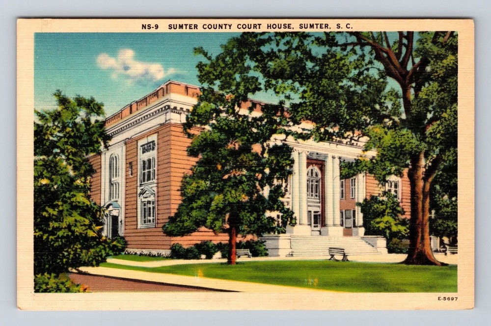 Sumter SC- South Carolina, Sumter County Court House, Antique, Vintage Postcard