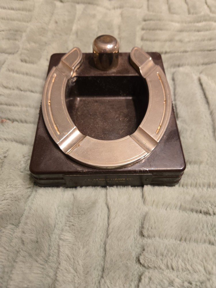 Art Deco Bigalow Horse Shoe Ashtray & Lighter Advertising Bakelite