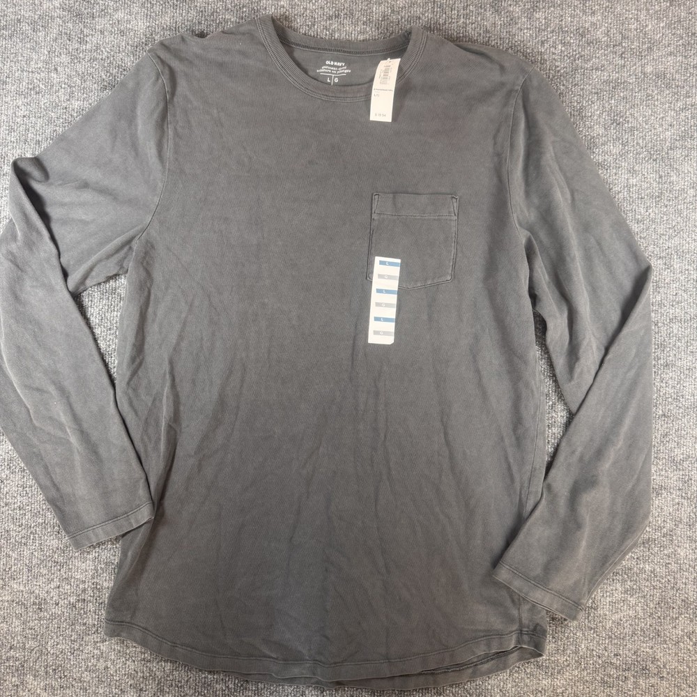 NWT Old Navy Grey 100% cotton Long-sleeve Mens T-Shirt Size Large