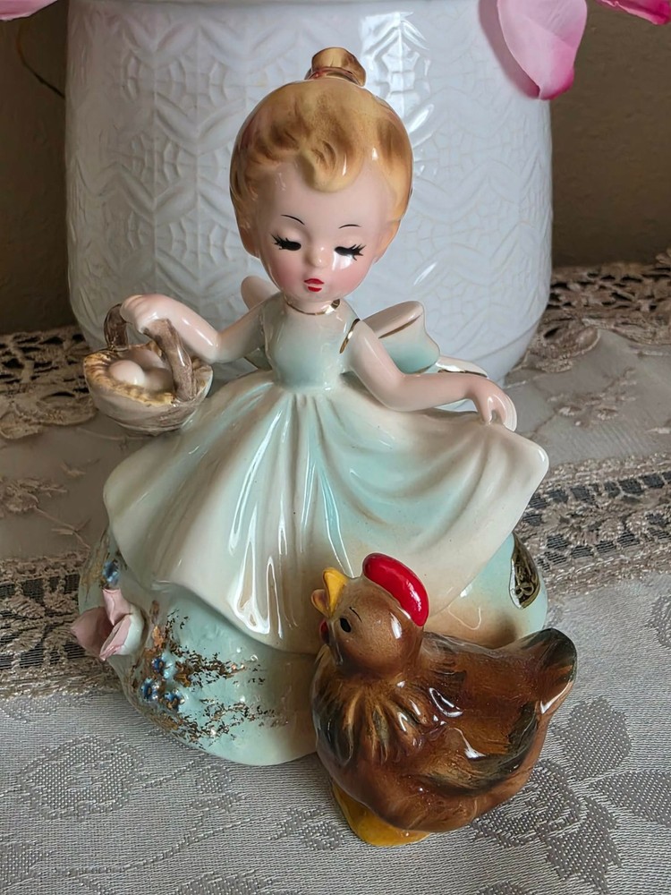Josef Originals Farmer's Daughter Series ~ Girl with Hen Figurine (Chipped)