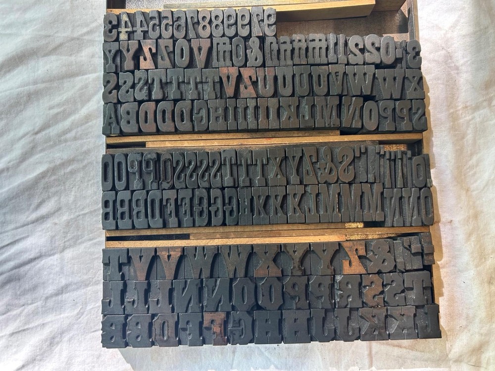 Letterpress Wood Type 3 Alphabets Incomplete Missing Letters