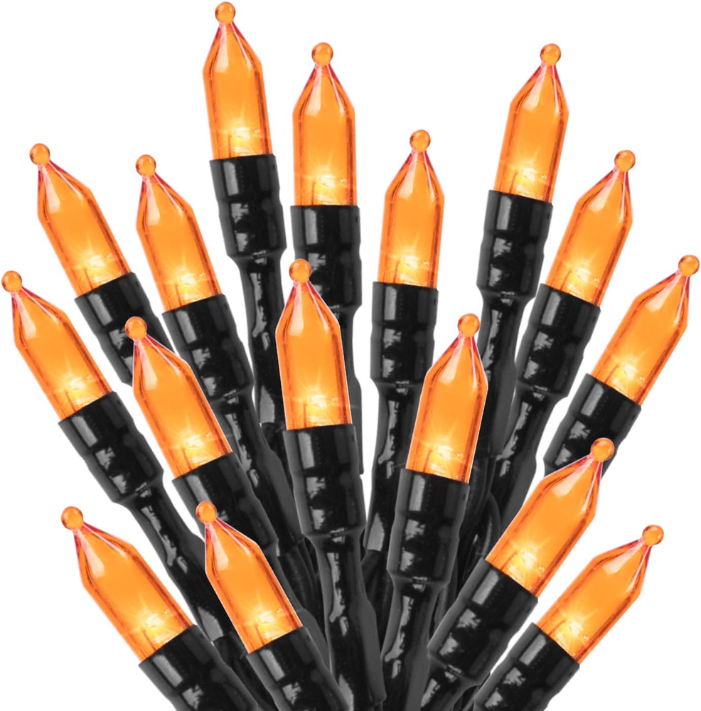 39Ft Orange LED Halloween String Lights with 100 Mini Bulbs and 8 Lighting Modes