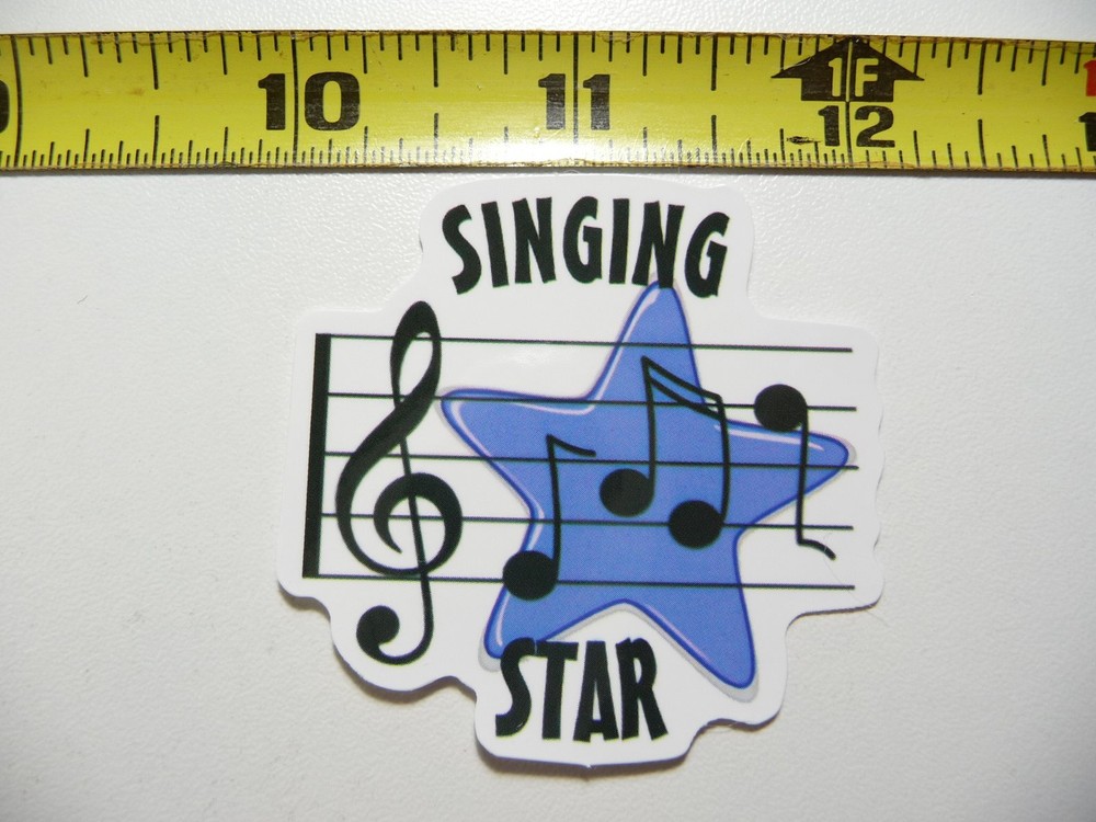 SINGING STAR MUSIC NOTES STICKER DECAL MUSICAL FAN CONCERT FUN SCRAPBOOKING