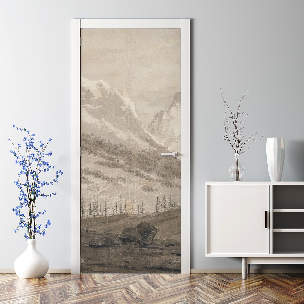 Mountain Art Decal Peel and Stick Wall Decor Bubble Free Door Wrap  
