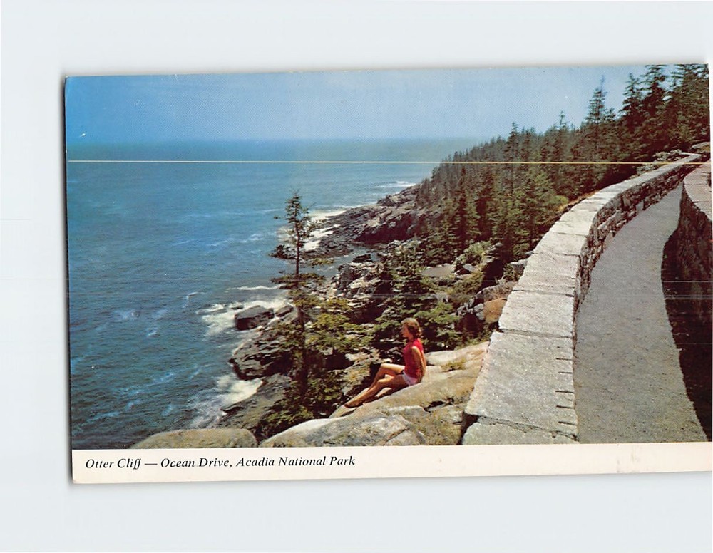 Postcard Otter Cliff Ocean Drive Acadia National Park Bar Harbor Maine USA-image