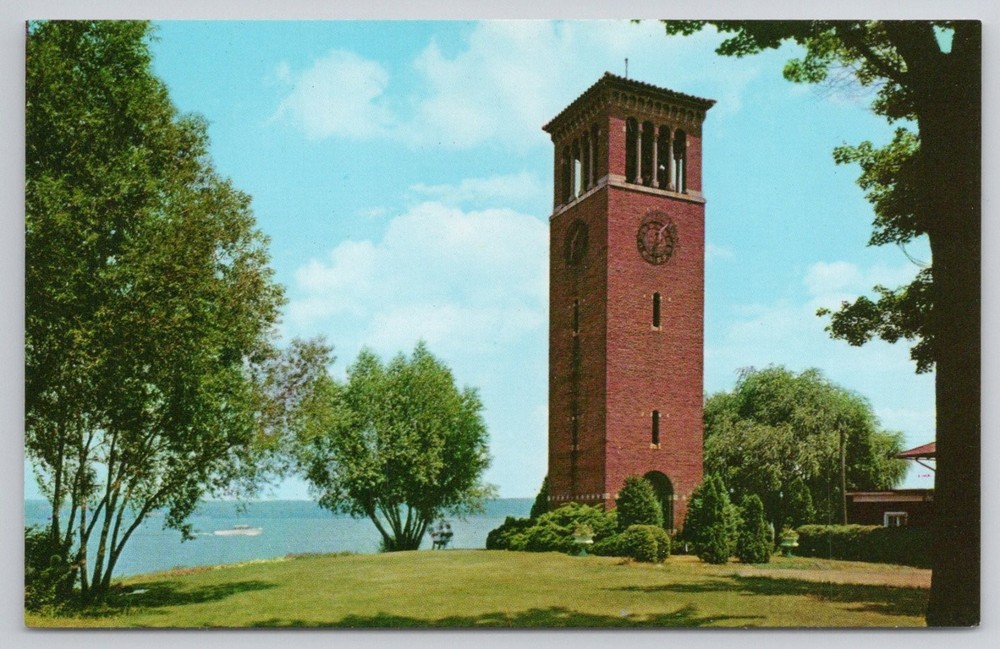 Miller Bell Tower Chautauqua NY Lake Curteichcolor Vintage Postcard