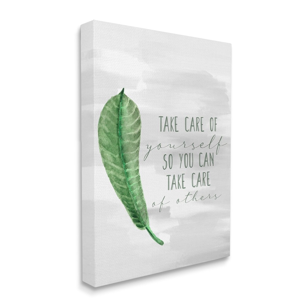 Stupell Charming Take Care of Yourself Phrase Green Leaf  16 x 20