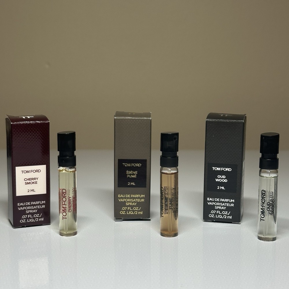 3 pc Tom Ford Set 2ml. Cherry Smoke/ Oud Wood/ Ebene Fume. Travel Size