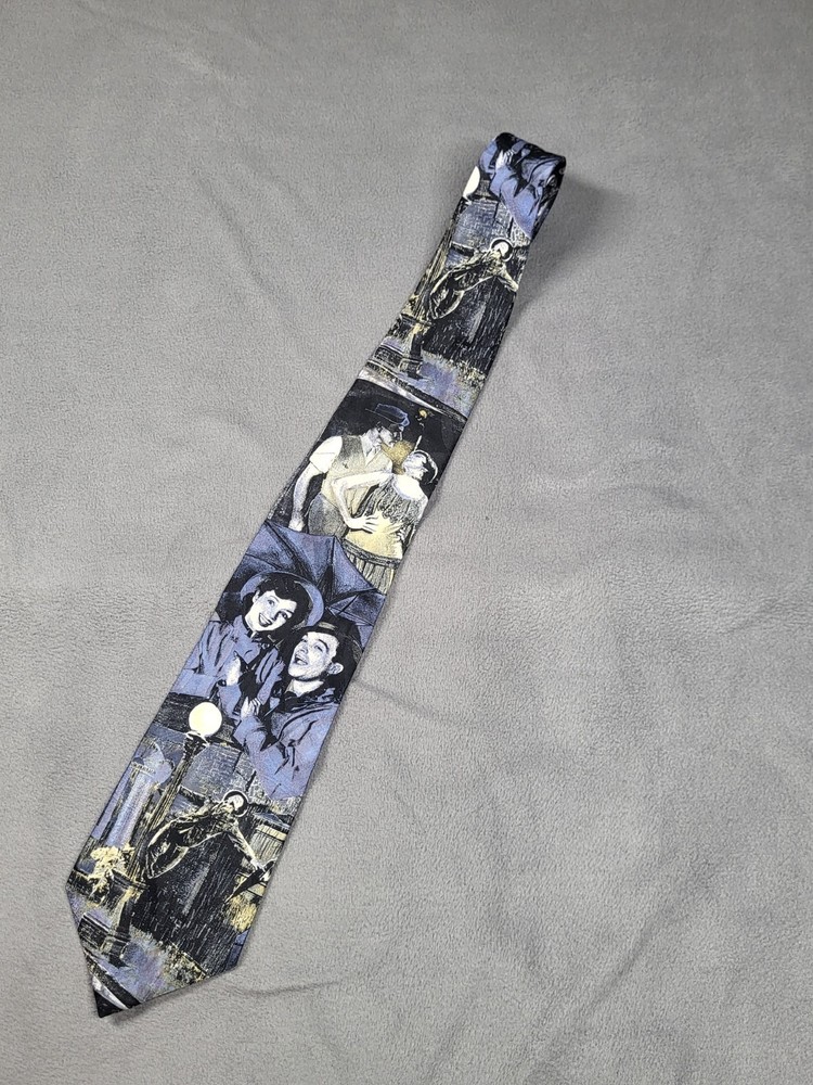 Wembley Singin In The Rain Tie 1992 Men's Blue Silk Vintage Movie American Film