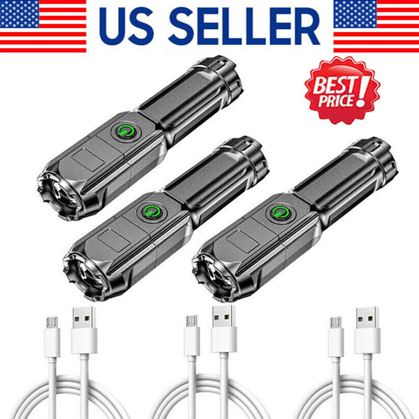 Rechargeable 990000LM LED Flashlight Tactical Police Super Bright Torch Zoomable